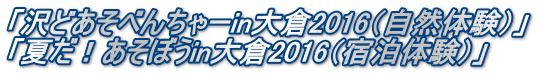 「沢どあそべんちゃーin大倉2016(自然体験)」 「夏だ!あそぼうin大倉2016(宿泊体験)」