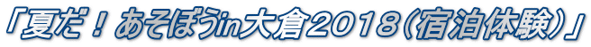 「夏だ!あそぼうin大倉2018(宿泊体験)」